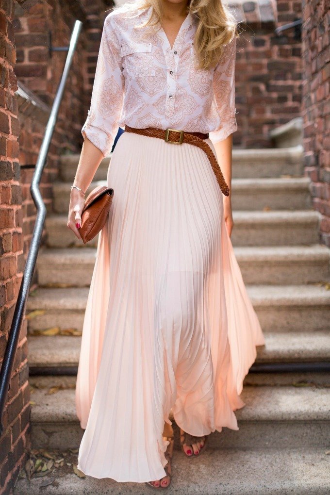 belt maxi skirt button down