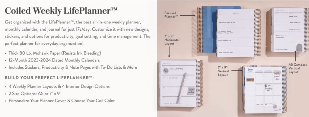 Erin Condren life planner details