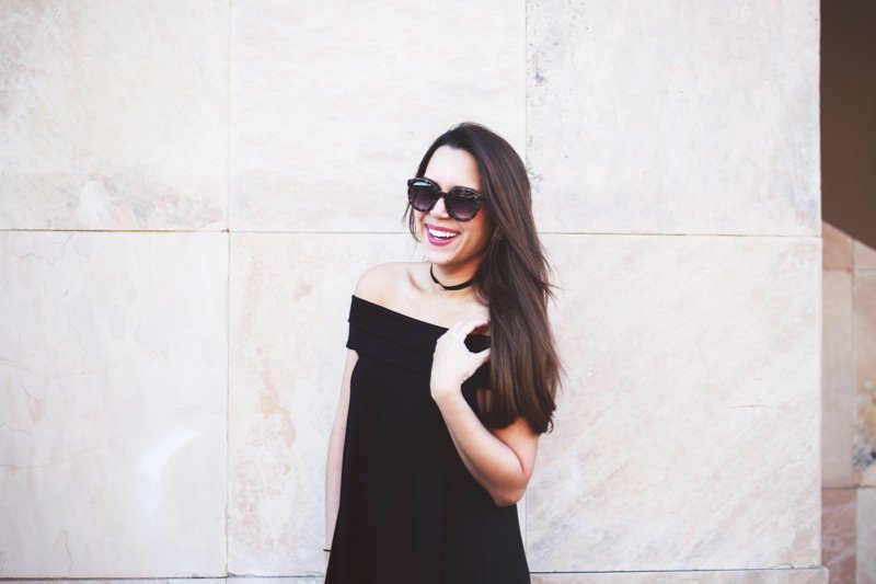 Off the Shoulder Black Dress