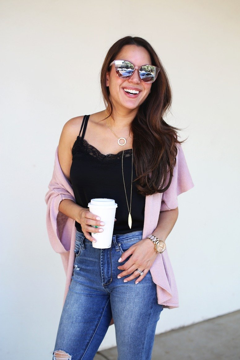 why everyone needs a great lace cami + cardigan outfit. It's a foolproof outfit formula! See why