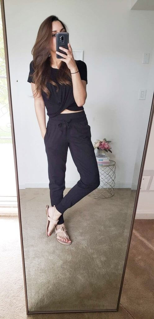 Black Joggers And Black Crop Top