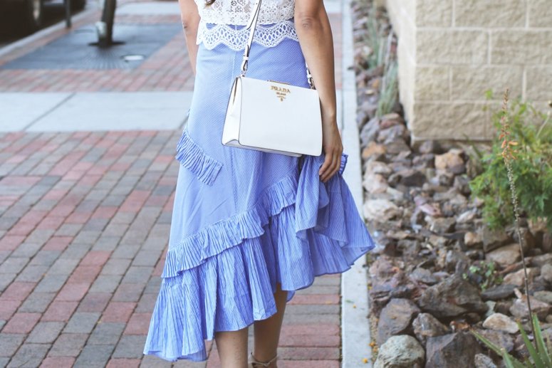 blue applause of ruffle tiered skirt from chicwish