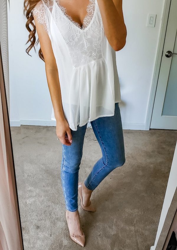 white cami and jeans