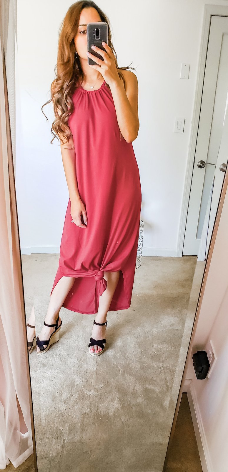 amazon burgundy maxi dress