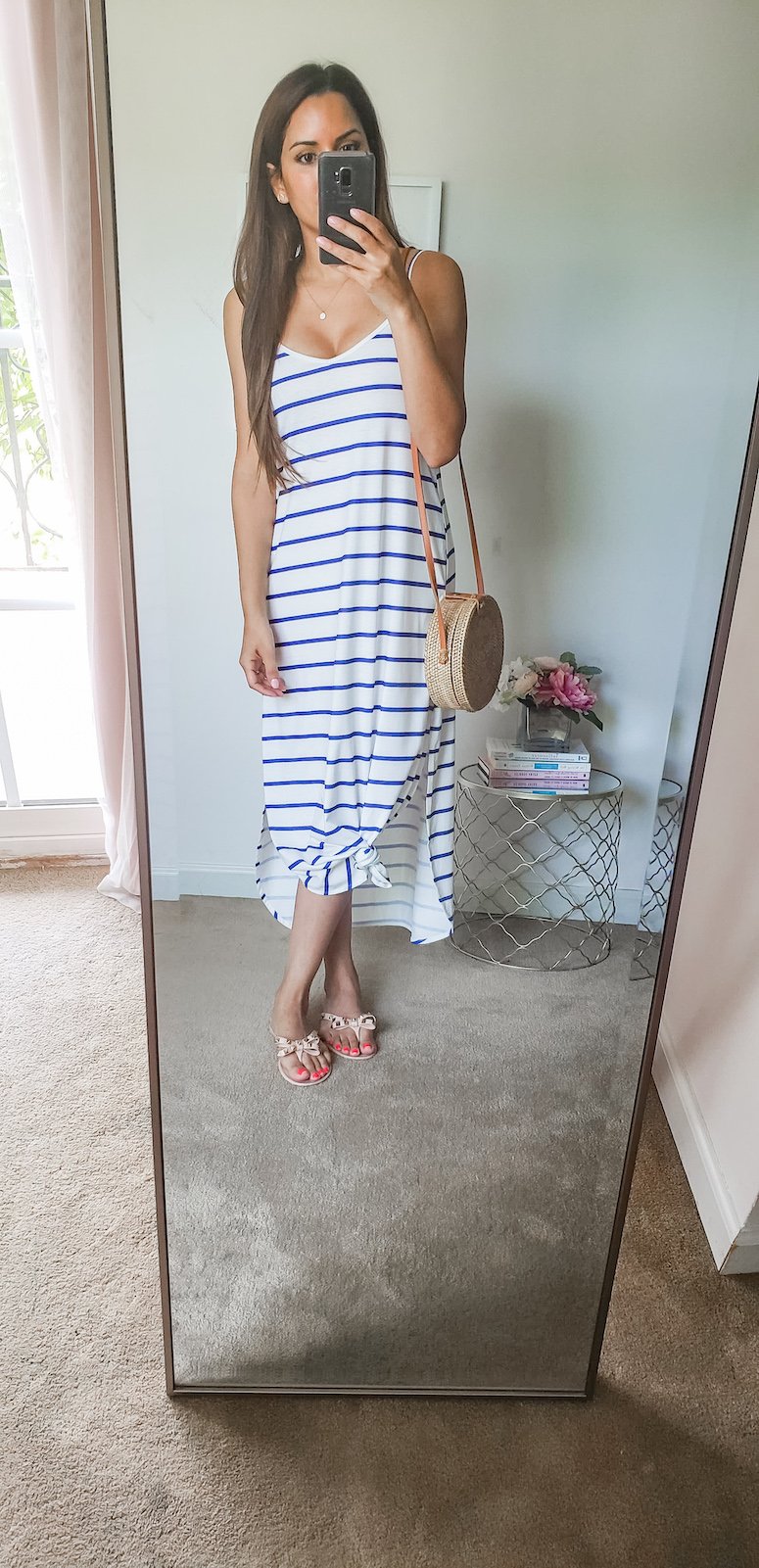 white striped maxi dress