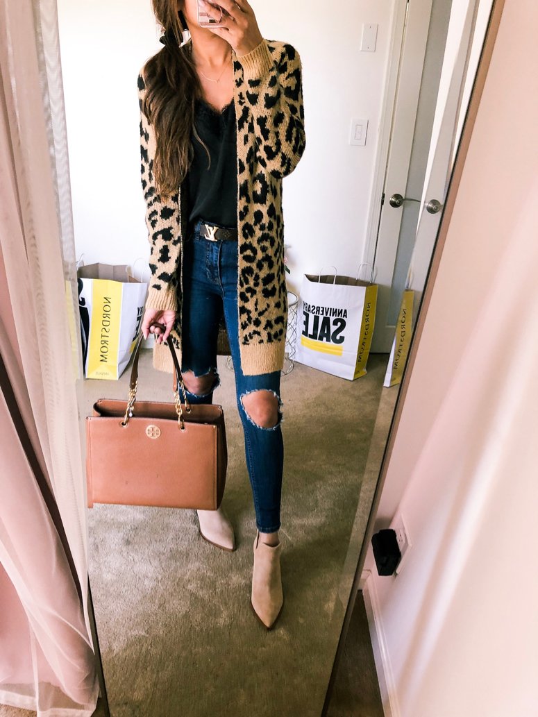 BP LEOPARD PRINT cardigan and tory burch tote