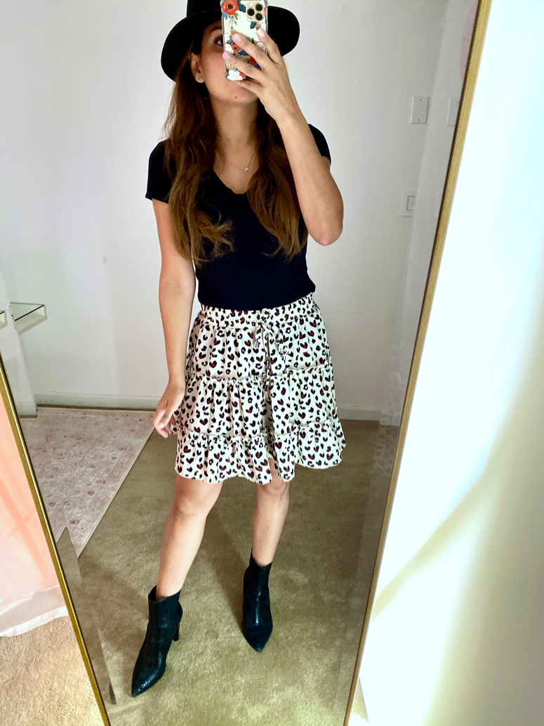 amazon print skirt with booties