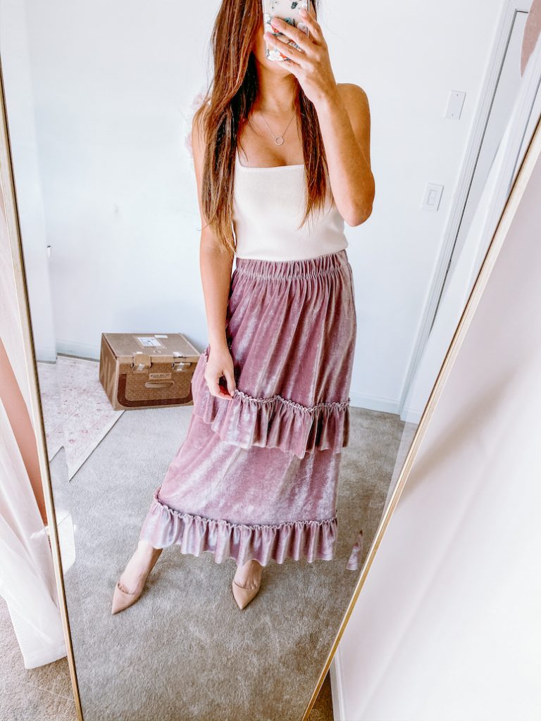 chicwish velvet maxi skirt