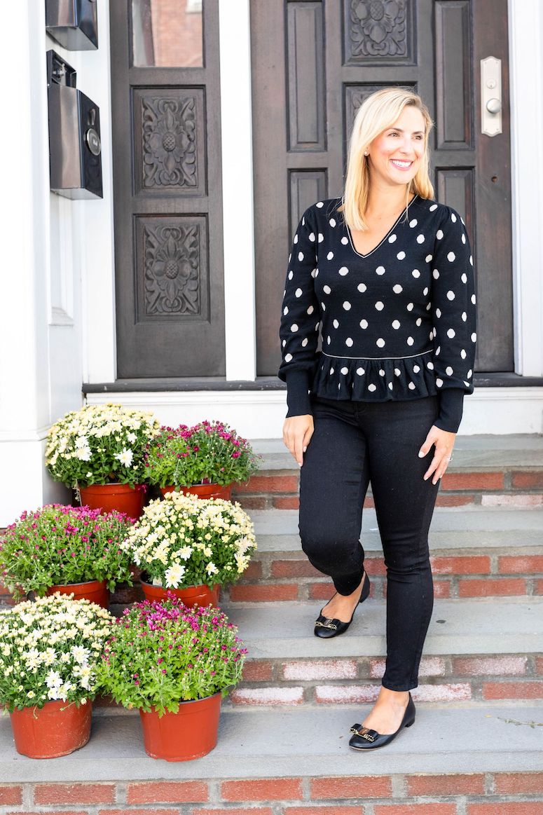 rent the runway outfits for fall polka dot top