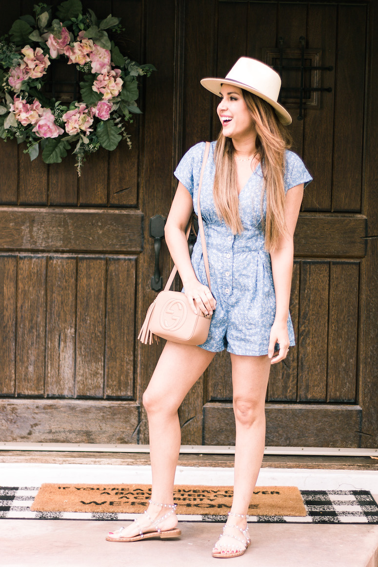 minkpink chambray romper work from home outfit idea