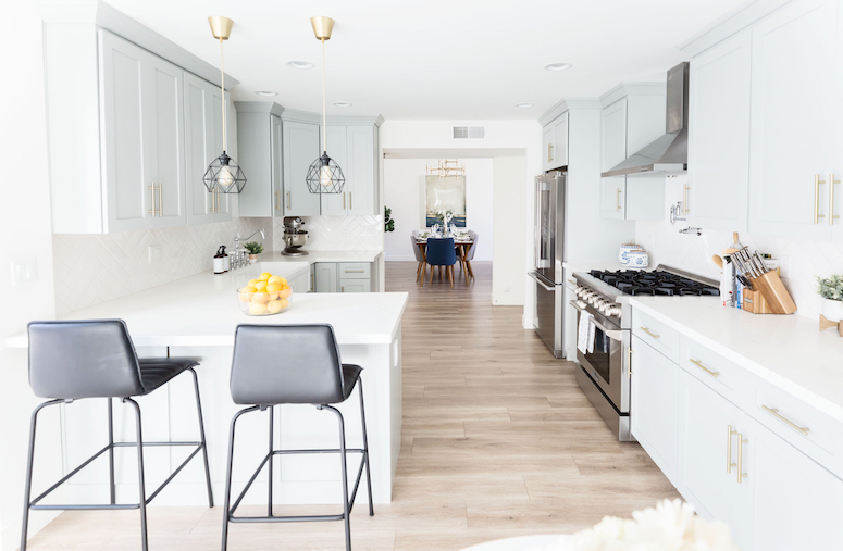 beautiful grey blue kitchen