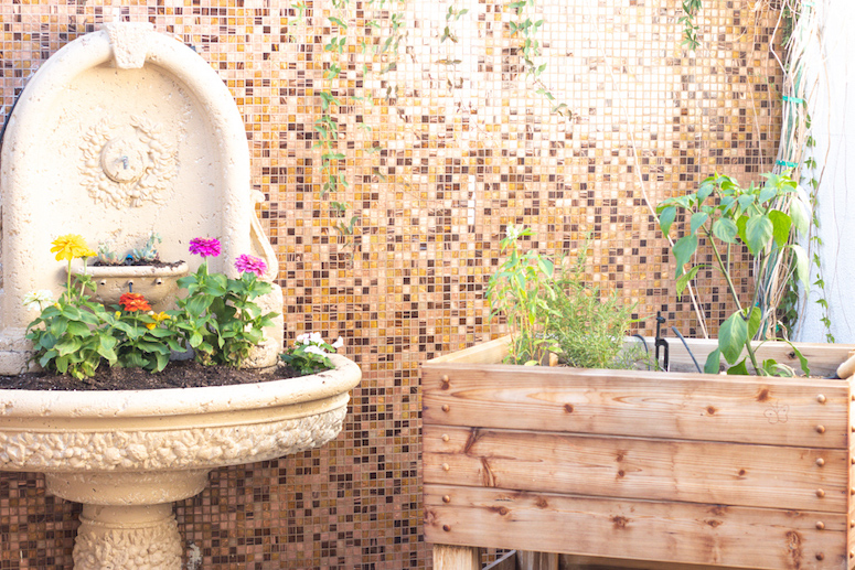 mosaic tile patio wall