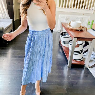 blue skirt best amazon pleated midi skirt