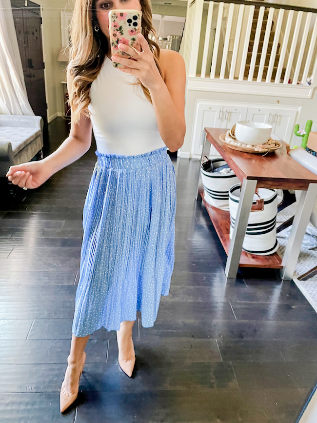 blue skirt best amazon pleated midi skirt