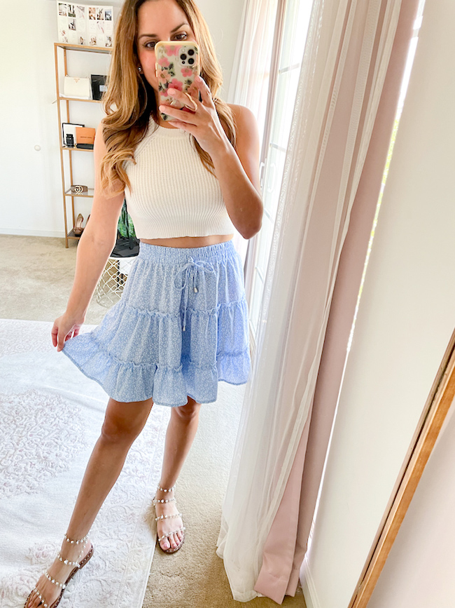 blue and white ruffle skirt amazon fashion findds