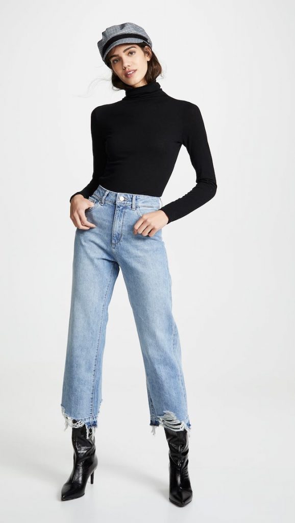 conjunto de botines con jeans jean recortado