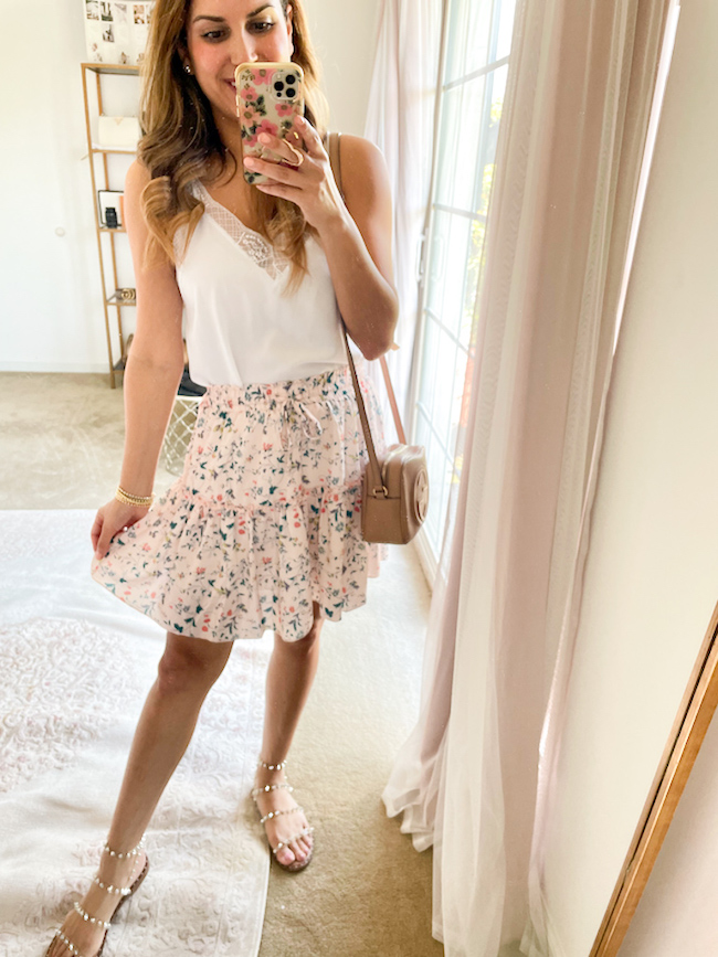 spring amazon must haves floral ruffle skirt