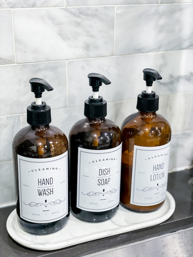 amber glass bottle set for hand soaps