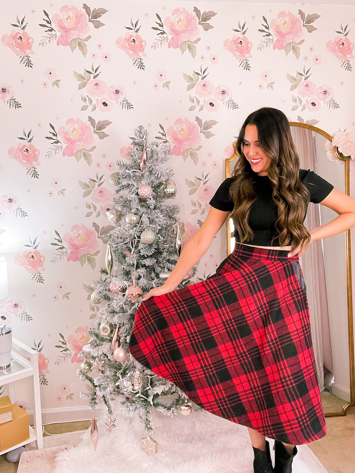 red tartan skirt