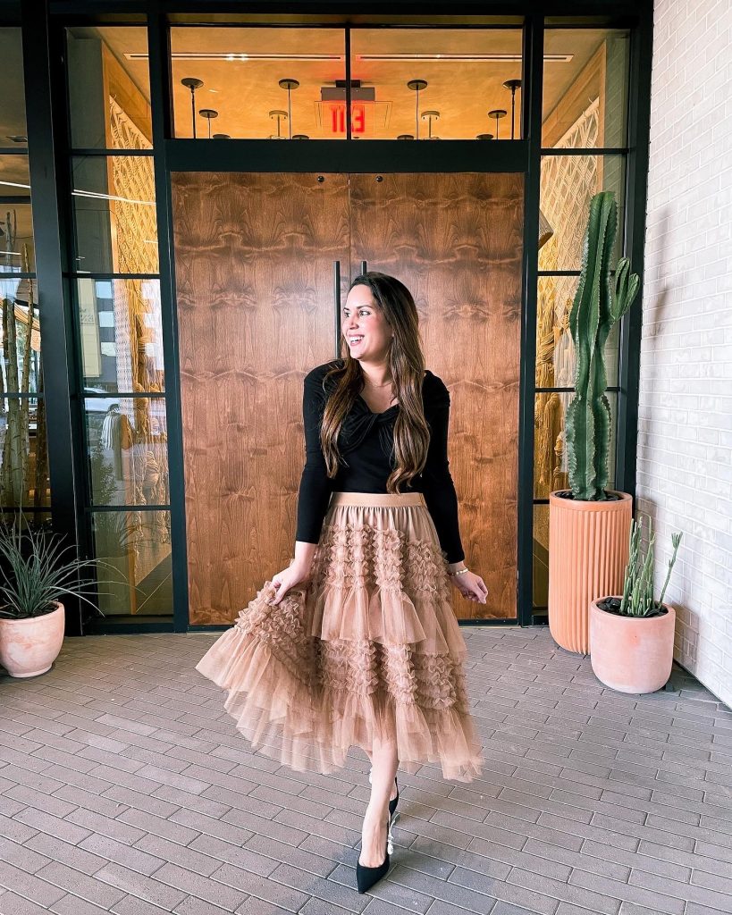 CHICWISH TULLE SKIRT brown ruffles 