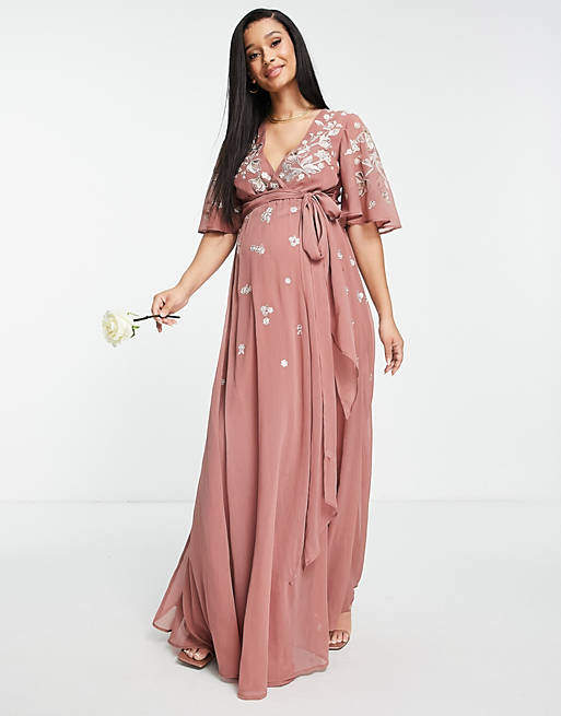 blush pink maternity dress 