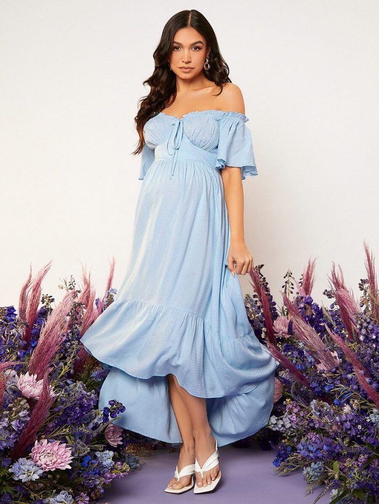 blue maternity dress for pictures 