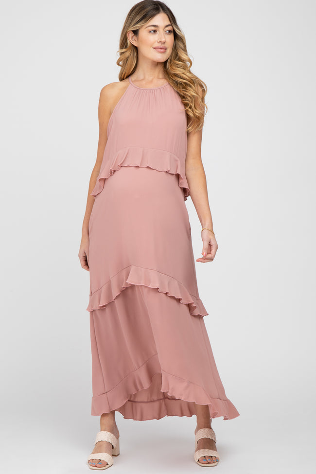 blush pink maternity dress 