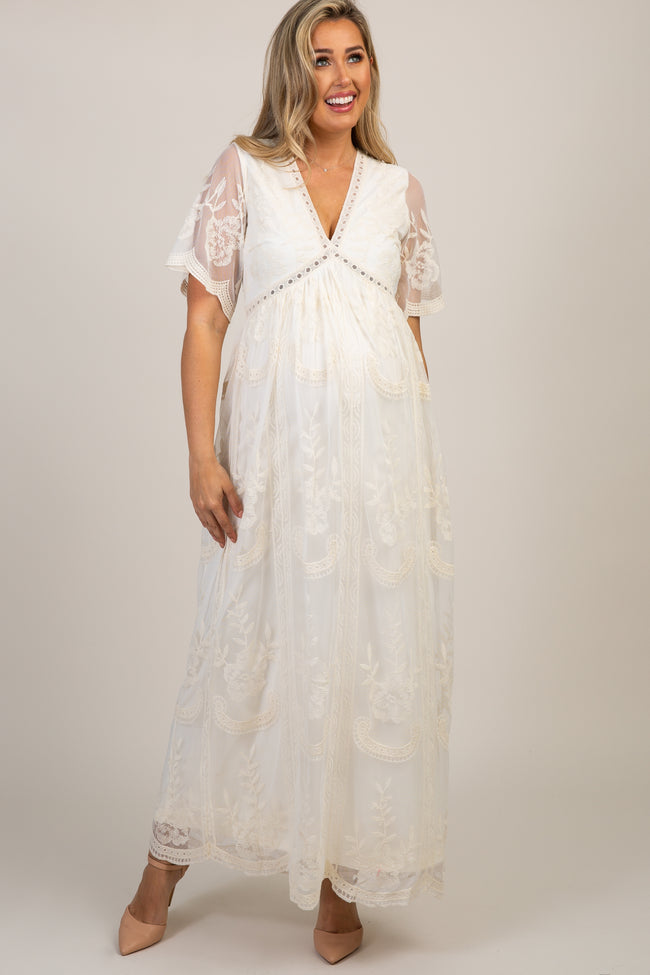 white lace maternity dress 