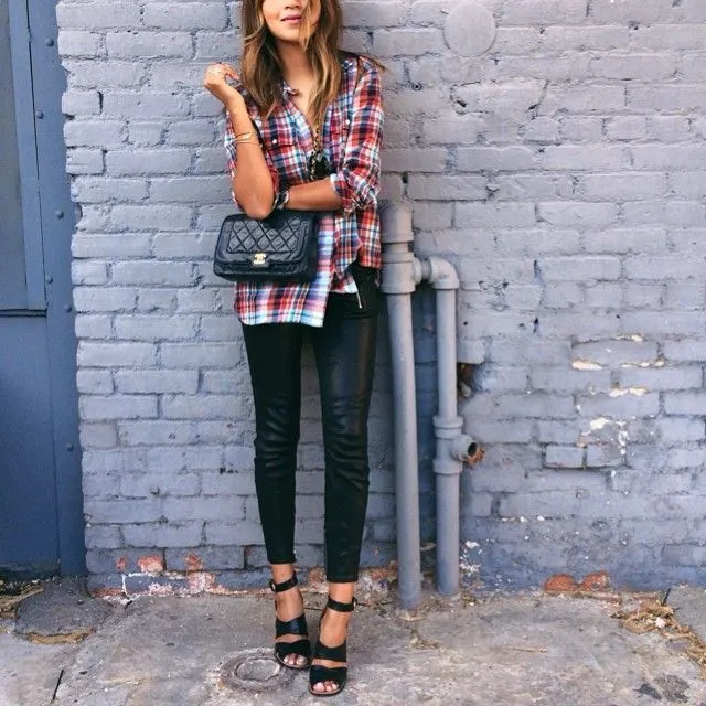 plaid shirt to wear with leggings, the best tops to wear with leggings 