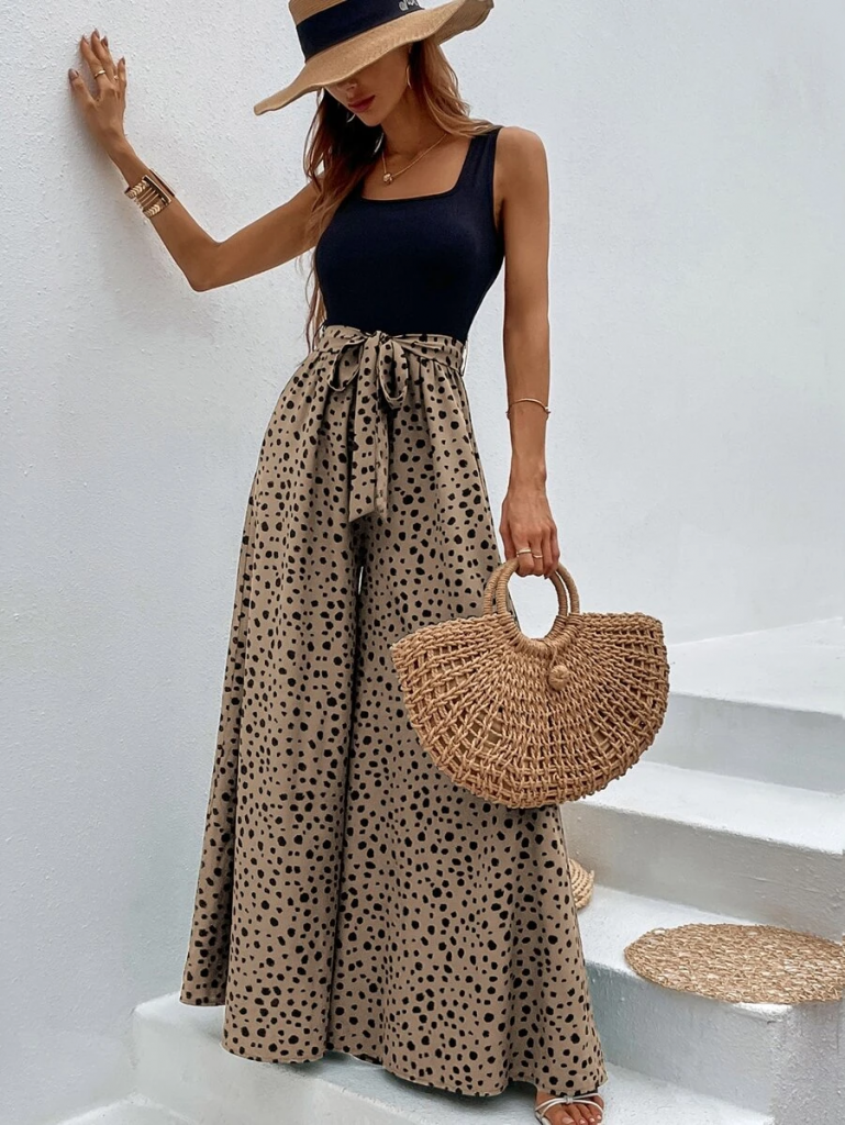 animal print wide leg pants