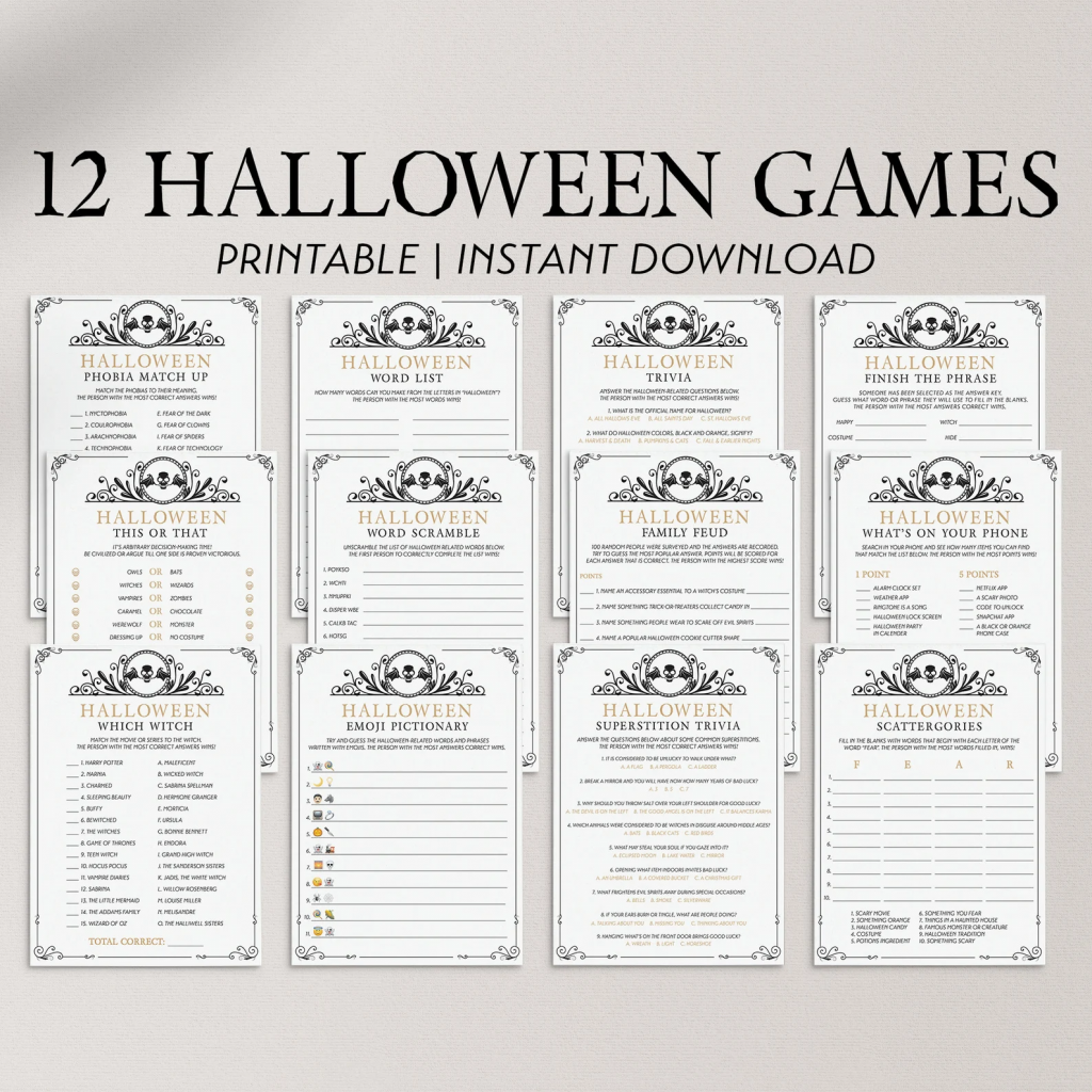 printable Halloween games
