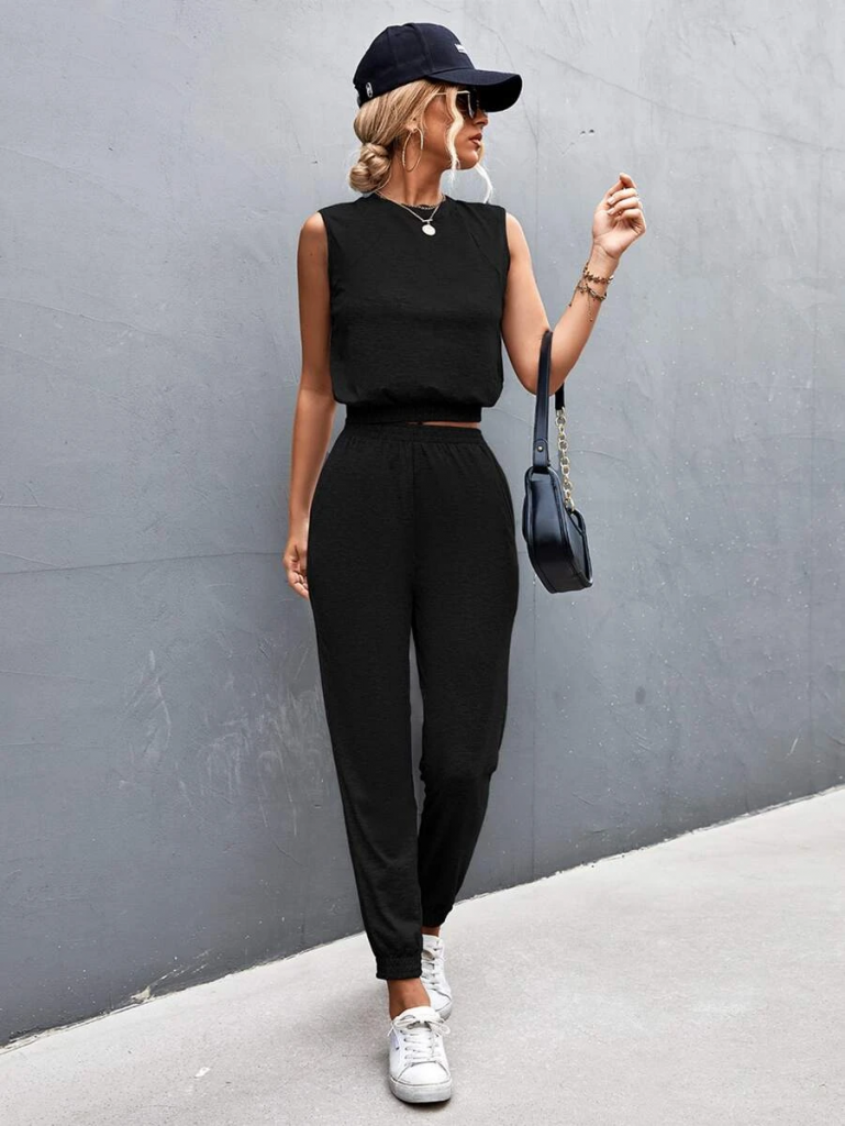 black jumpsuit jogger set 