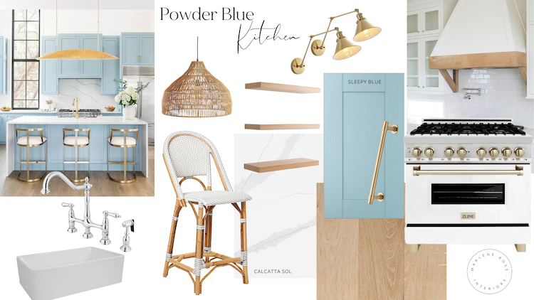 powder blue kitchen design mood board 