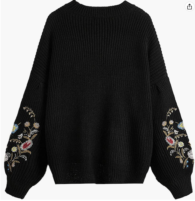 embroidered sleeve sweater 