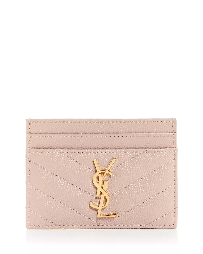 Saint Laurent YSL Monogram Quilted Grain de Poudre Card Case