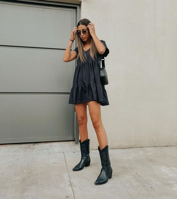 outfit with black cowboy boots