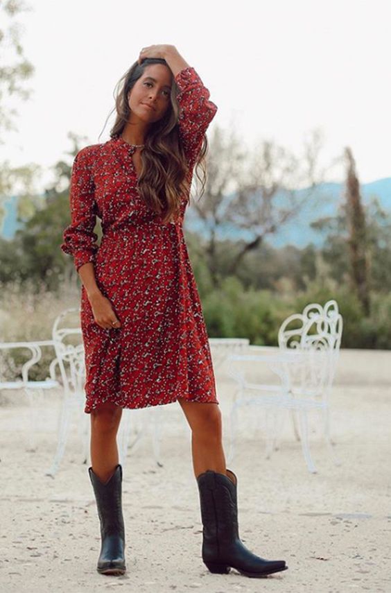 outfit with black cowboy boots