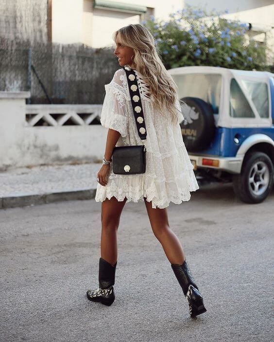 outfit with black cowboy boots