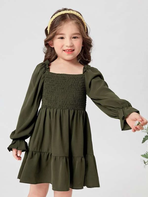 hunter green dress for little girl 