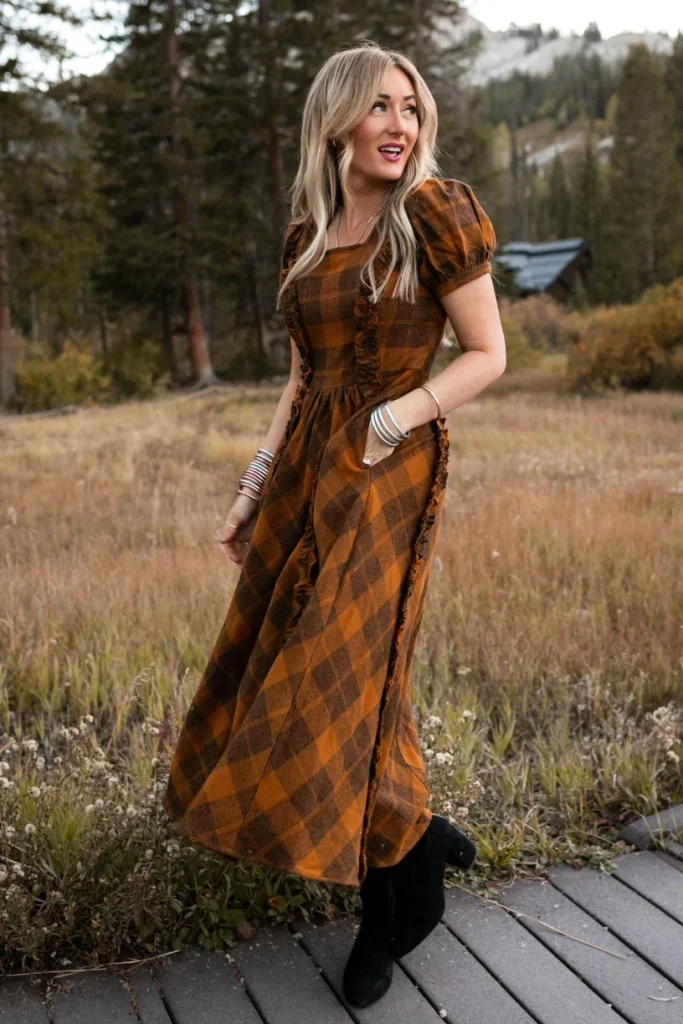 brown plaid dress for mom