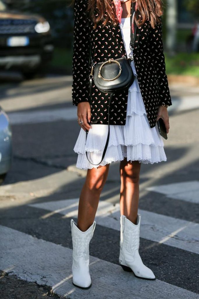 outfit with white cowboy boots