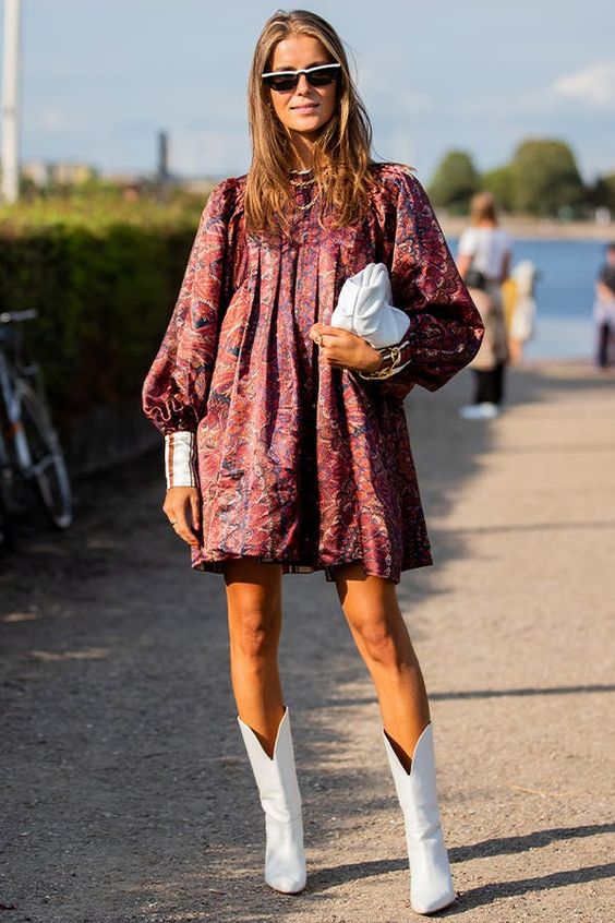 outfit with white cowboy boots