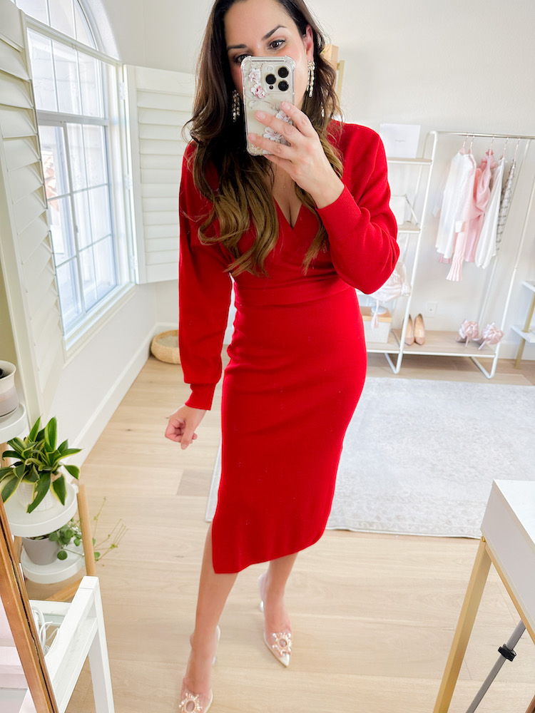 holiday red sweater dress 