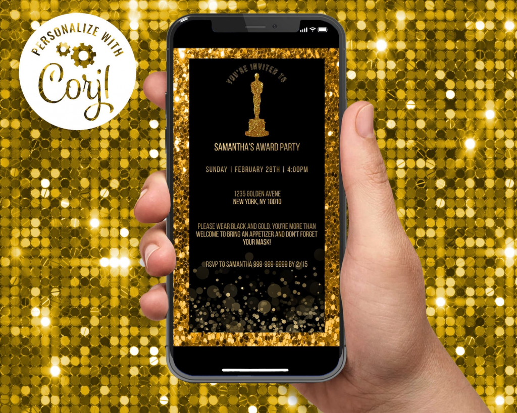 editable oscar night party invitation 