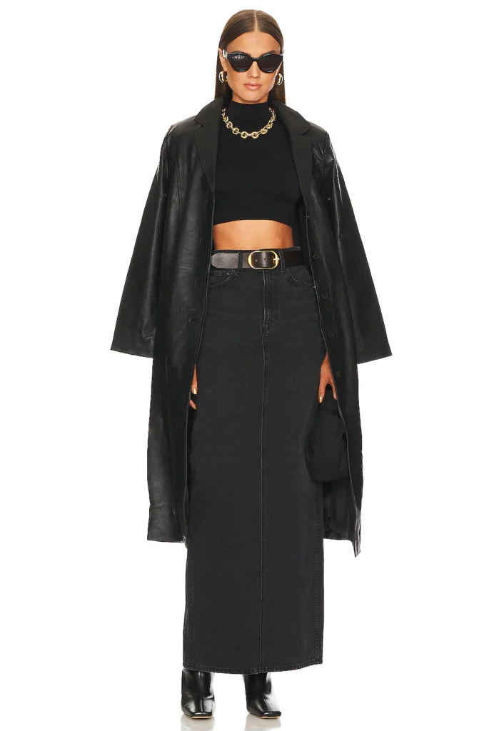 black denim maxi skirt 