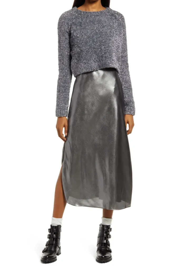 silver metallic dress