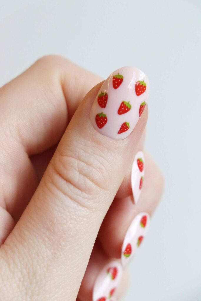 Strawberry nail design for summer nail decals