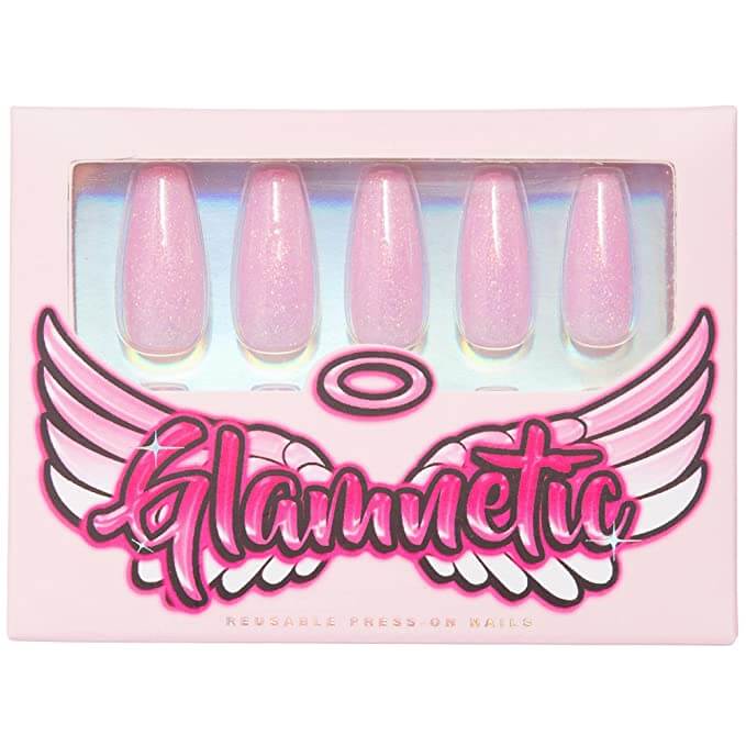 Glamnetic press on nails pink glitter