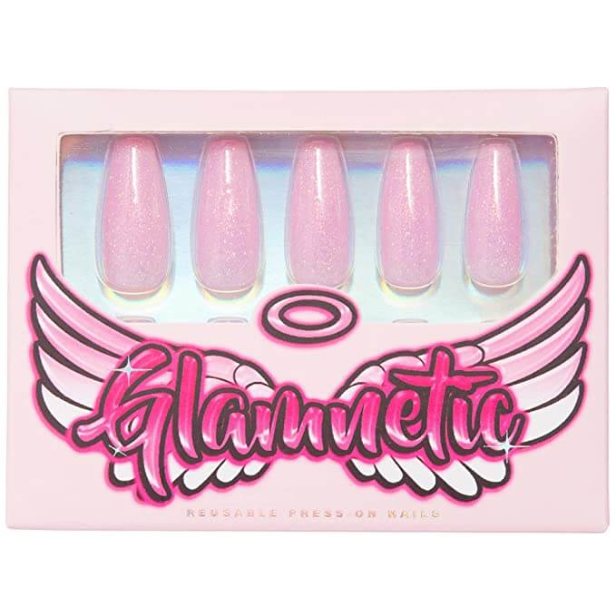 Glamnetic press on nails pink glitter