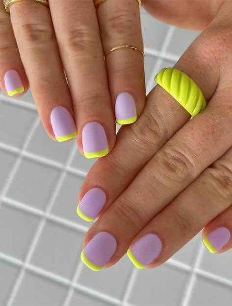 neon green french tip nail design for summer
